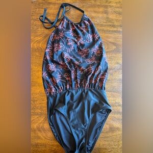 Calvin Klein Printed Halter One Piece Swimsuit - Size 4